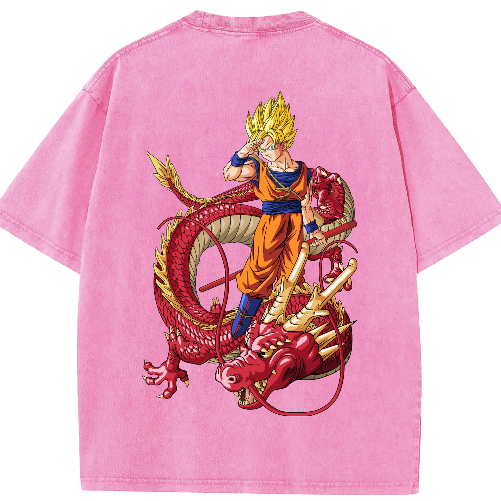 （画像用） ドラゴンボール 孫悟空（そん ごくう）Son Goku カカロット DRAGON BALL Kakarotto 綿100% ヴィンテージ風 半袖Tシャツ（背面プリント）